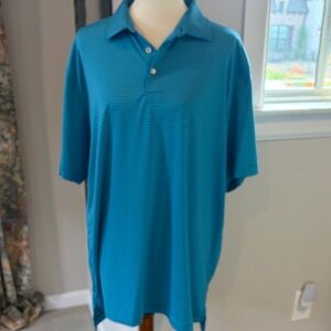 Peter Millar Teal Striped Polo Shirt